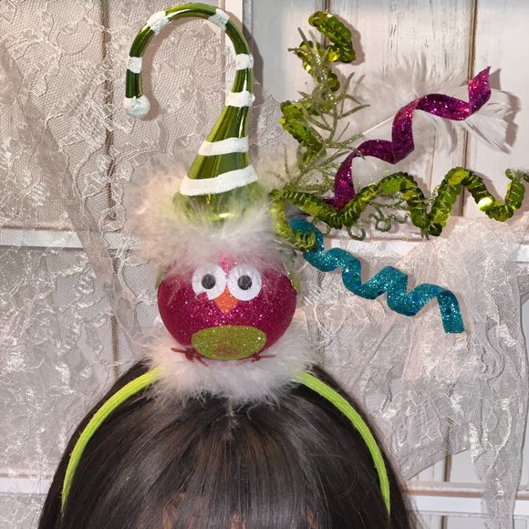 Christmas Lime Green DoDo Bird Headband. Adult Christmas Headband, Christmas Top - Picture 4 of 16